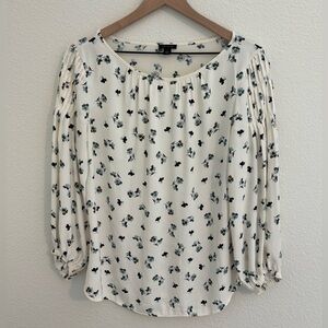 Ann Taylor Cream Floral Blouse